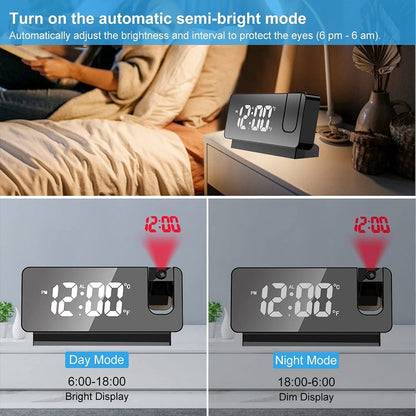 S282 Multifunctional Creative LED Screen Alarm Clock Electronic Digital Time Temperature Calendar Projection Alarm Clock (Standard Version)
