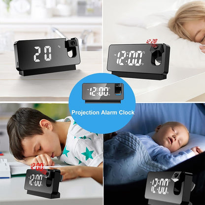 S282 Multifunctional Creative LED Screen Alarm Clock Electronic Digital Time Temperature Calendar Projection Alarm Clock (Standard Version)