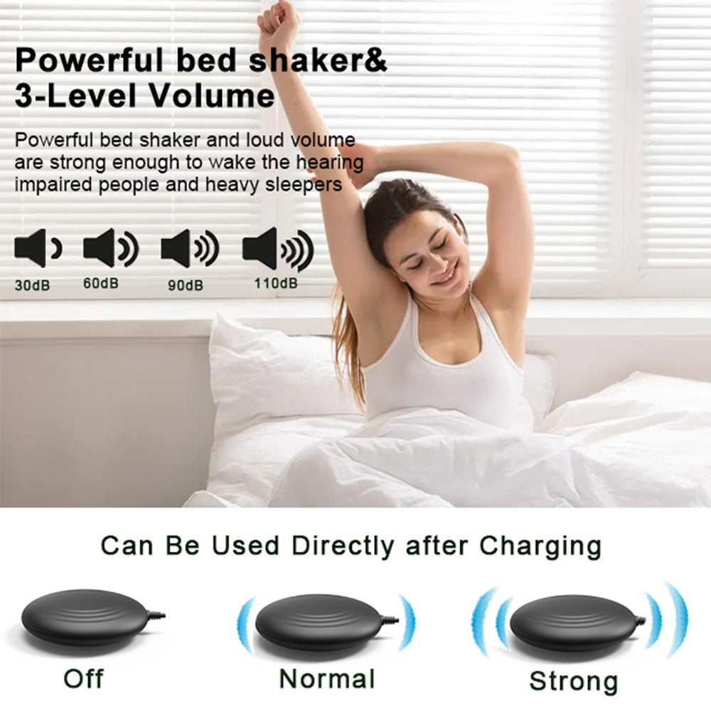 F1089 Loud Vibrating USB Alarm Clock 6.5'' LED Display Screen Bedroom Clock with Snooze Function for Students Elderly Senior Men Women