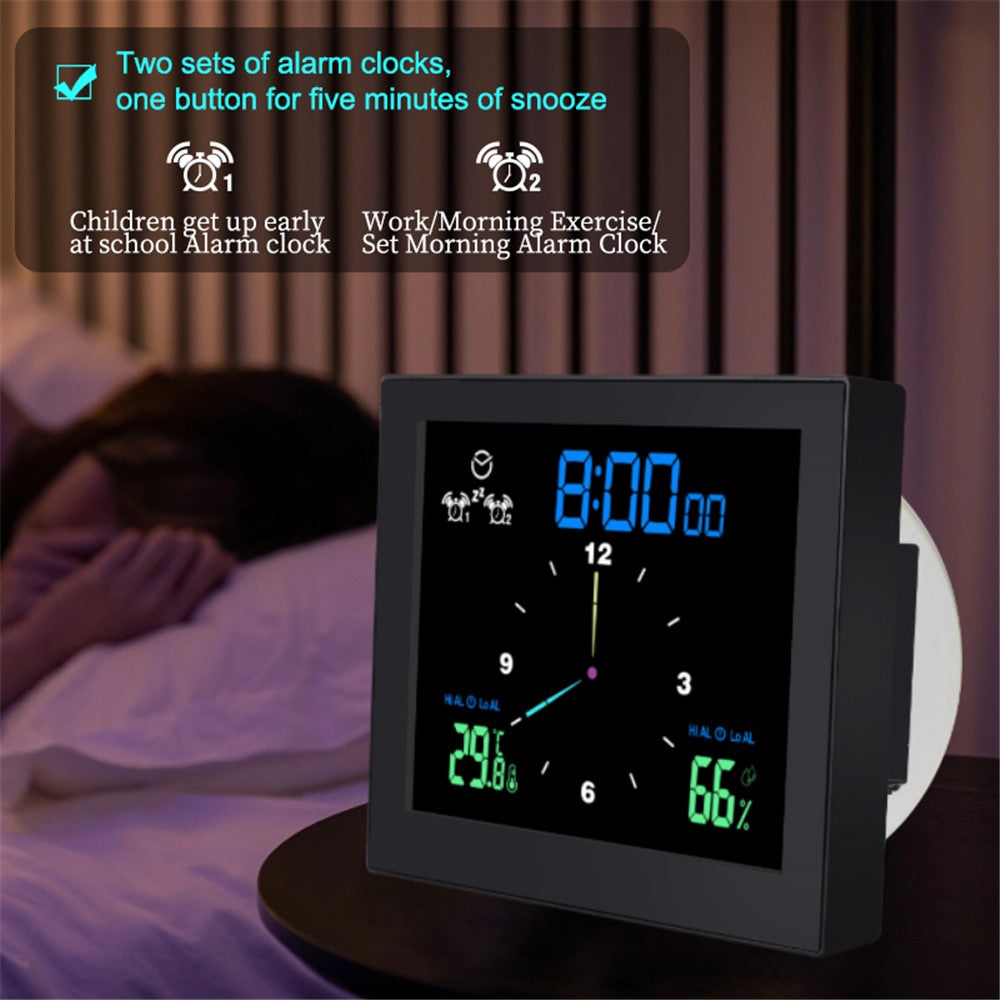 TS-WP10 Color Screen Alarm Clock Temperature Humidity Display Waterproof Bathroom Clock with Suction Cup