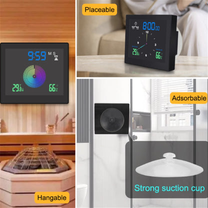 TS-WP10 Color Screen Alarm Clock Temperature Humidity Display Waterproof Bathroom Clock with Suction Cup
