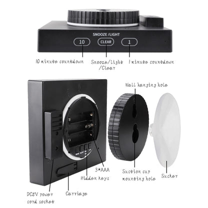 TS-WP10 Color Screen Alarm Clock Temperature Humidity Display Waterproof Bathroom Clock with Suction Cup