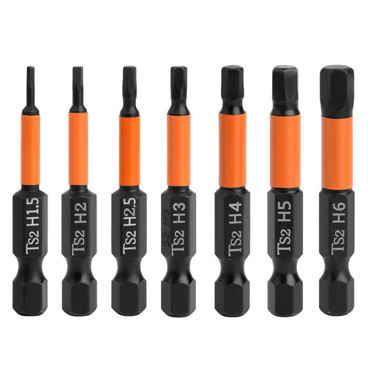 7PCS 50mm Screw Driver Bit Set 1.5mm 2mm 2.5mm 3mm 4mm 5mm 6mm Hex Head Allen Wrench Drill Bit Set