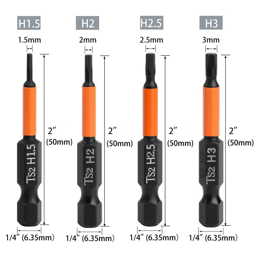 7PCS 50mm Screw Driver Bit Set 1.5mm 2mm 2.5mm 3mm 4mm 5mm 6mm Hex Head Allen Wrench Drill Bit Set