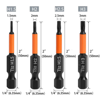 7PCS 50mm Screw Driver Bit Set 1.5mm 2mm 2.5mm 3mm 4mm 5mm 6mm Hex Head Allen Wrench Drill Bit Set