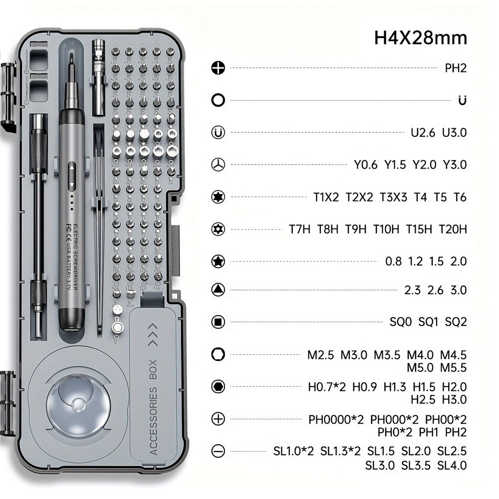88Pcs / Set Rechargeable Precision Electric Screwdriver with Magnetic Bits Kit for Mobile Phone PCB Watch Repair Tool
