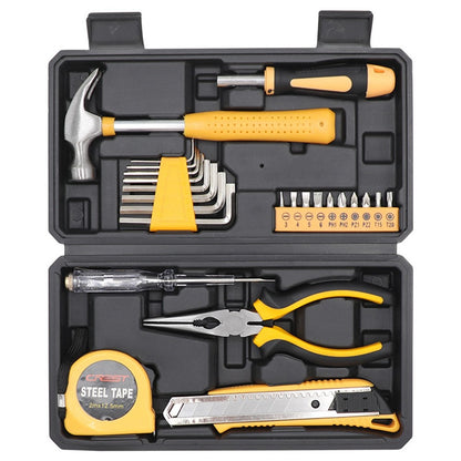 CREST 25Pcs Household Tool Kit Set with Hammer Pliers Hex Keys Screwdrivers for Home Repair