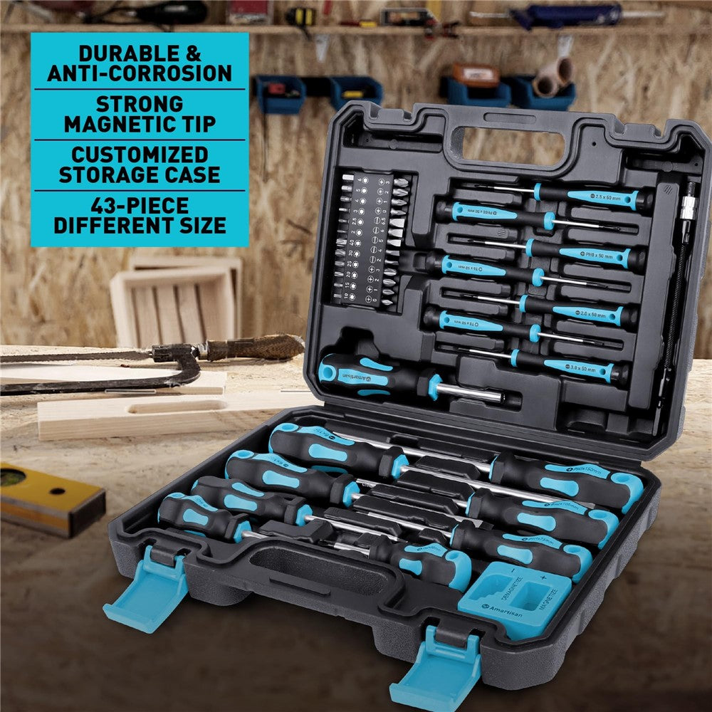 43Pcs Magnetic Screwdriver Set Chrome Vanadium Steel Tools Kit with Storage Case for Electronic Repair