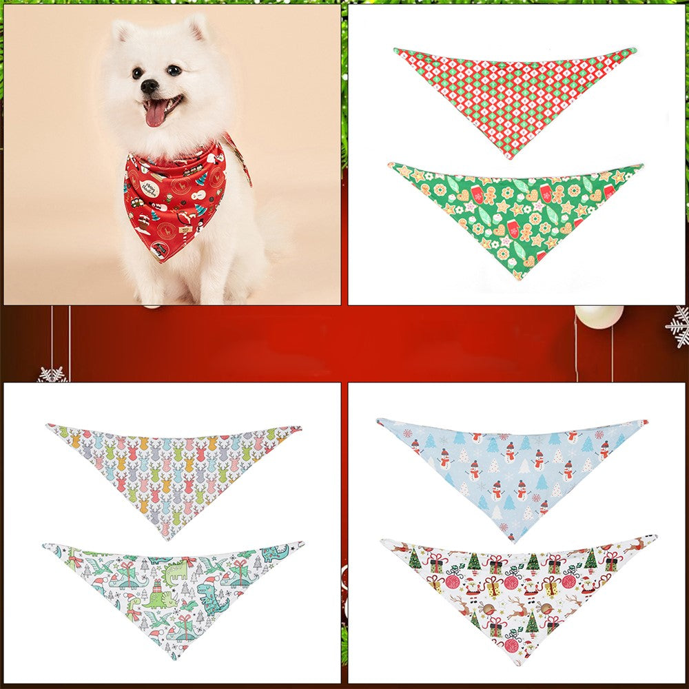 Christmas Dog Bandanas Pet Bib Bandanas Pet Scarf Washable Dog Bib Costume [Size: S]