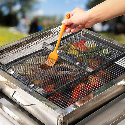 30x24CM Fiberglass Barbecue Grill Bags Mesh Pouch Heat-Resistant BBQ Meat Vegetable Grilling Bag (BPA-Free, No FDA Certified)