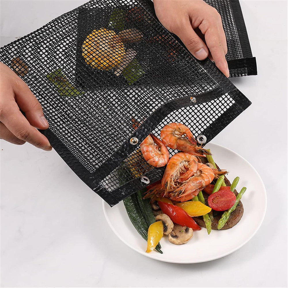 30x24CM Fiberglass Barbecue Grill Bags Mesh Pouch Heat-Resistant BBQ Meat Vegetable Grilling Bag (BPA-Free, No FDA Certified)