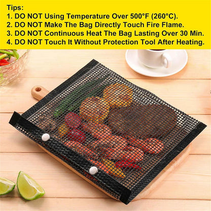27x22CM Reusable Fiberglass Grill Barbecue Mesh Bag for Outdoor BBQ Picnic (BPA-Free, No FDA Certified)