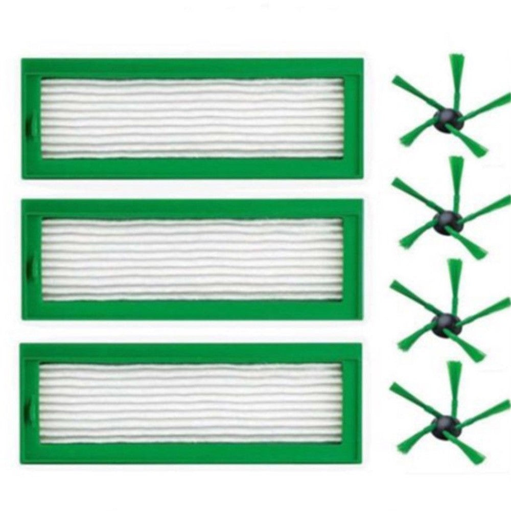 3PCS HEPA Filter + 4PCS Side Brushes Replacement for Vorwerk Kobold VR200 VR300 Robot Vacuum Cleaner