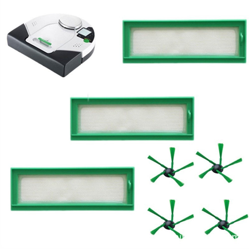 3PCS HEPA Filter + 4PCS Side Brushes Replacement for Vorwerk Kobold VR200 VR300 Robot Vacuum Cleaner