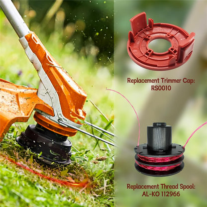 For AL-KO GTE 350 / GTE 450 / GTE 550 Lawn Trimmer 2 Line Spool + 1 Spool Cap, 112966
