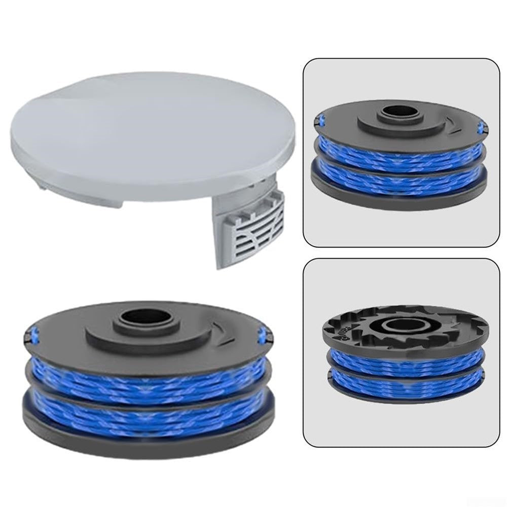 2 RAC122 Spool Cap + 6 RAC123 Spool for Ryobi RLT6030 / RLT5127 / RLT5027 / RLT4125 / RLT4027 Lawn Mower