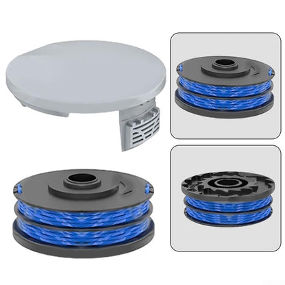 2 RAC122 Spool Cap + 6 RAC123 Spool for Ryobi RLT6030 / RLT5127 / RLT5027 / RLT4125 / RLT4027 Lawn Mower