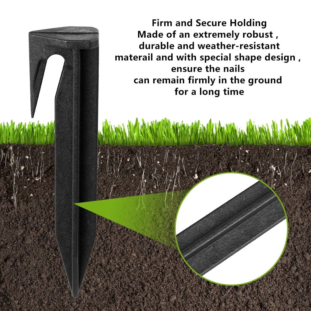 100Pcs 8.5cm Lawn Mower Ground Staples Edging Stakes Plastic Yard Garden Boundary Wire Anchor Pegs