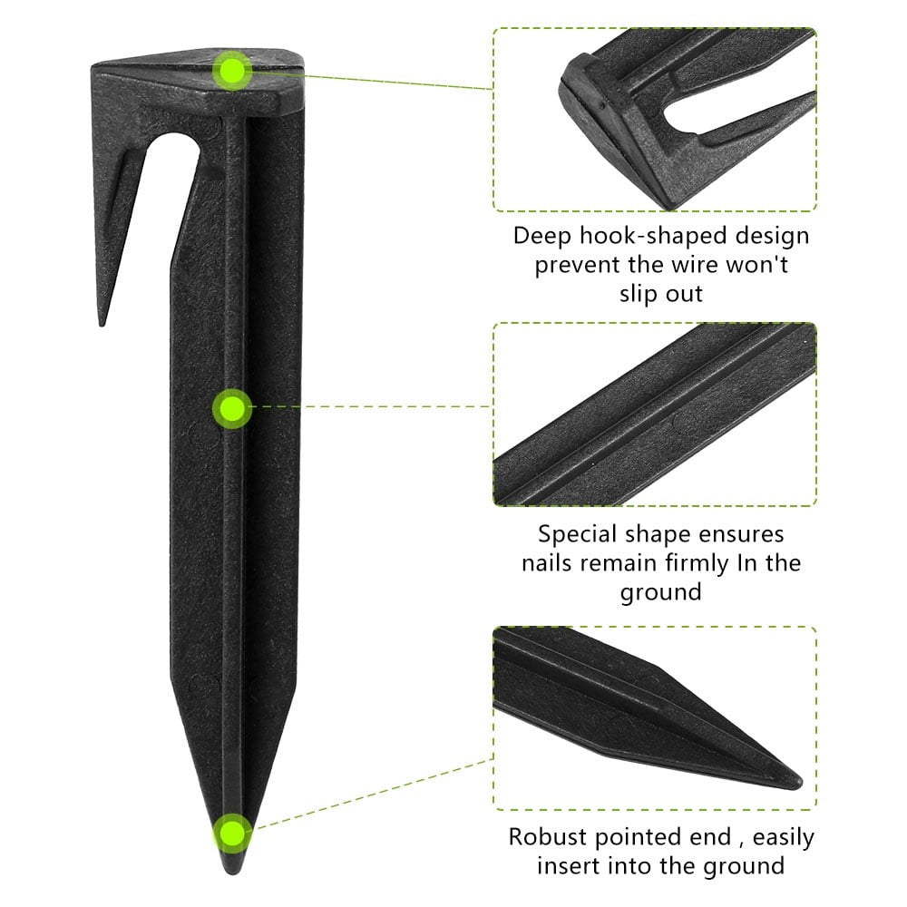 100Pcs 8.5cm Lawn Mower Ground Staples Edging Stakes Plastic Yard Garden Boundary Wire Anchor Pegs