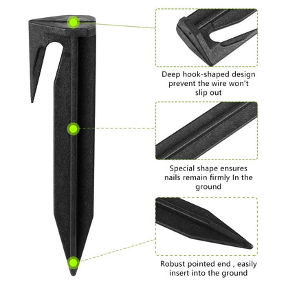 100Pcs 8.5cm Lawn Mower Ground Staples Edging Stakes Plastic Yard Garden Boundary Wire Anchor Pegs
