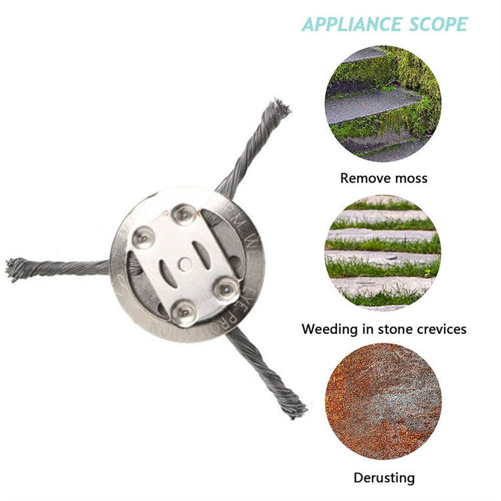 Steel Wire Grass Trimmer Head 3 Blades Weed Cutter Wheel Mower Attachment