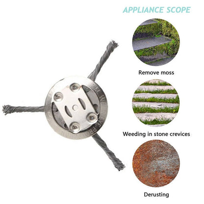 Steel Wire Grass Trimmer Head 3 Blades Weed Cutter Wheel Mower Attachment
