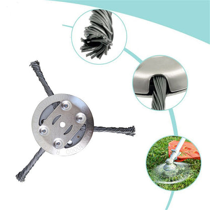 Steel Wire Grass Trimmer Head 3 Blades Weed Cutter Wheel Mower Attachment