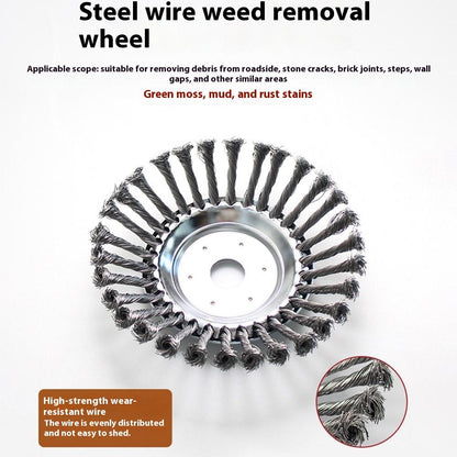 8 Inch Garden Weed Brush Cutter Head Carbon Steel Wire Wheel Disc Universal Grass Trimmer Tool