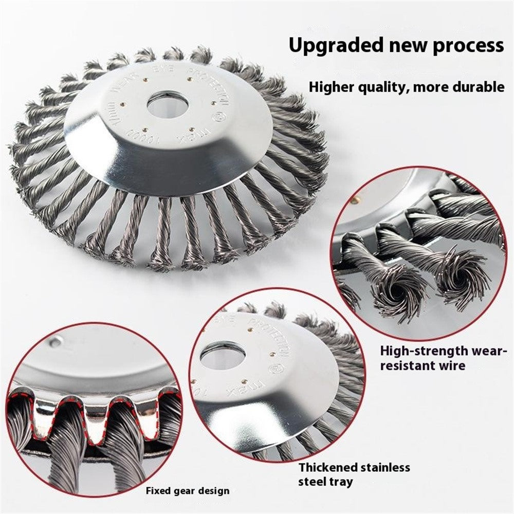 8 Inch Garden Weed Brush Cutter Head Carbon Steel Wire Wheel Disc Universal Grass Trimmer Tool