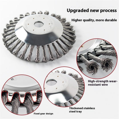 8 Inch Garden Weed Brush Cutter Head Carbon Steel Wire Wheel Disc Universal Grass Trimmer Tool