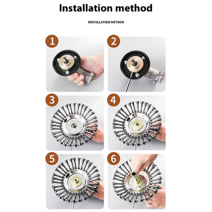 8 Inch Garden Weed Brush Cutter Head Carbon Steel Wire Wheel Disc Universal Grass Trimmer Tool
