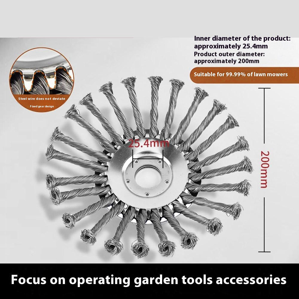 8 Inch Garden Weed Brush Cutter Head Carbon Steel Wire Wheel Disc Universal Grass Trimmer Tool