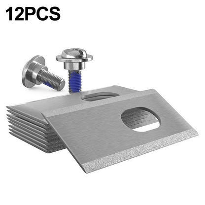 12Pcs 36x18x0.9mm Replacement Blades Silver Robotic Mower Blades for Dreame A1 A2 Mova 600 1000 Robot Lawn Mower