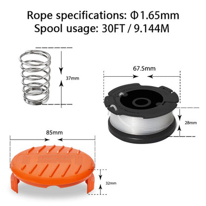 Lawn Mower Part for Black & Decker GH400  /  GH500  /  GH600 Replacement Spool + Cap + Spring, AF-100-3ZP+RC-100-P