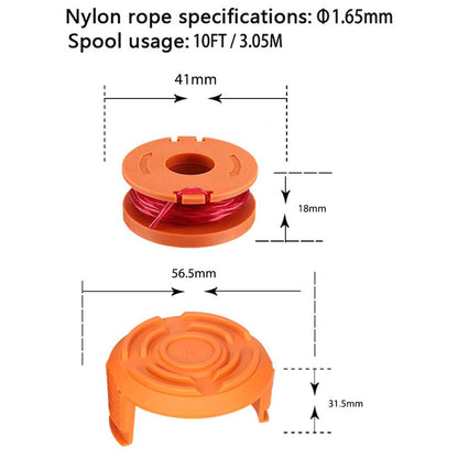 For Worx WG150 / WG151 / WG163 / G165 Lawn Mower 2 Spool + 1 Cap Replacement, WA0010+WA6531