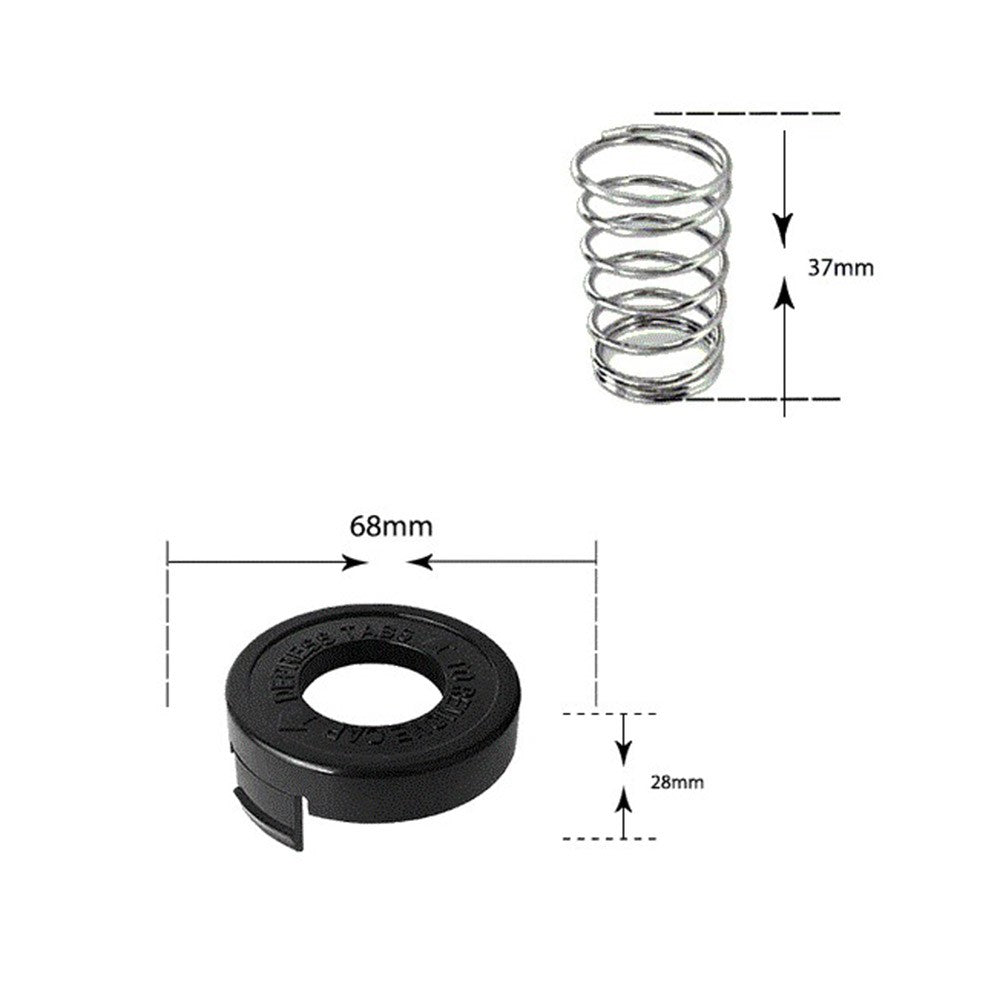 4 Spool Caps + 4 Springs for Black & Decker ST1000 / ST3000 / ST4000 / ST4500 Lawn Mower, 682378-02