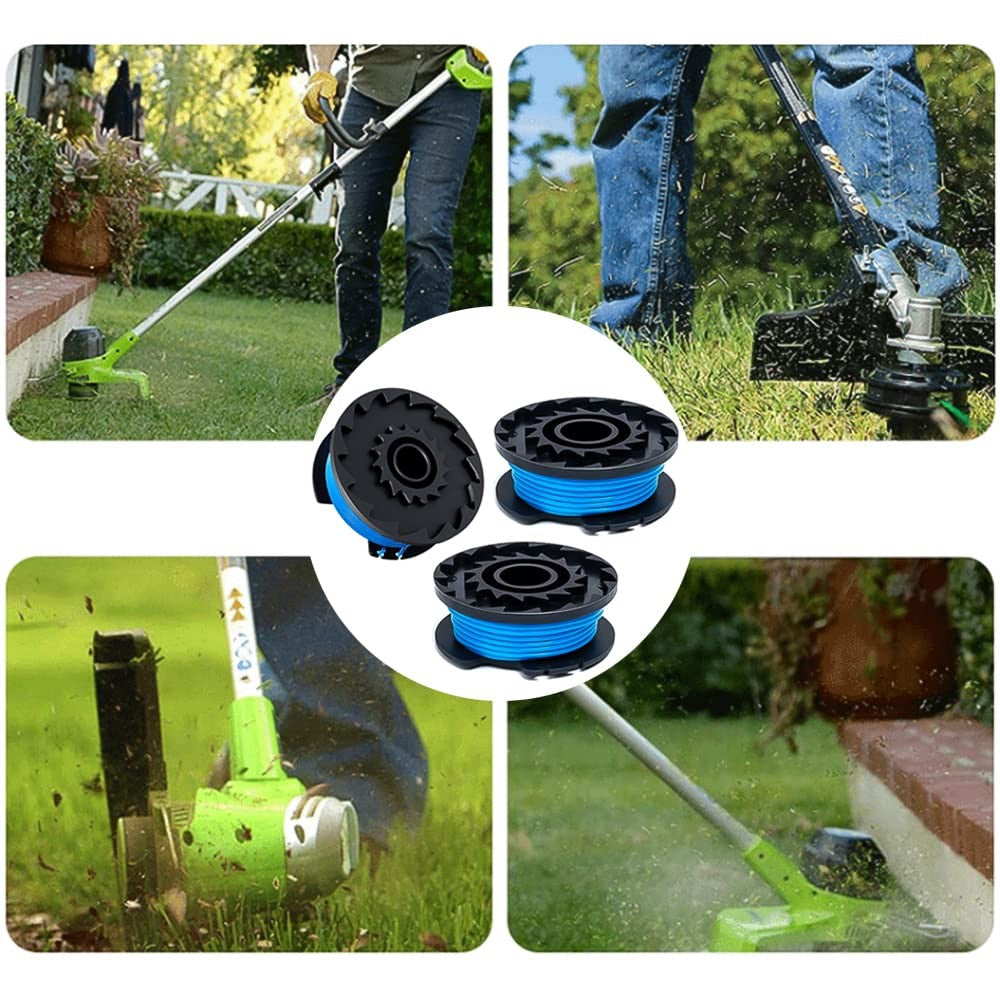 For Greenworks BST4000  /  ST40L00  /  2100702 6 Nylon Rope Spool + 1 Lawn Mower Spool Cap, 29252&29092