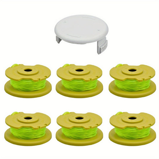 For Ryobi One+ 18V 24V 40V Lawn Mower 6 Line Spool + 1 Spool Cap, AC80RL3+AC14HCA