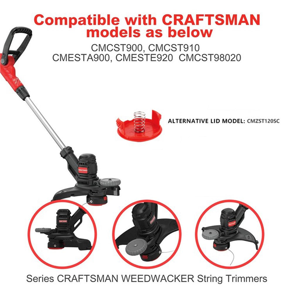 For Craftsman CMCST900 / CMCST910 Lawn Mower 3 Spool Cap + 3 Spring, CMZST120SC