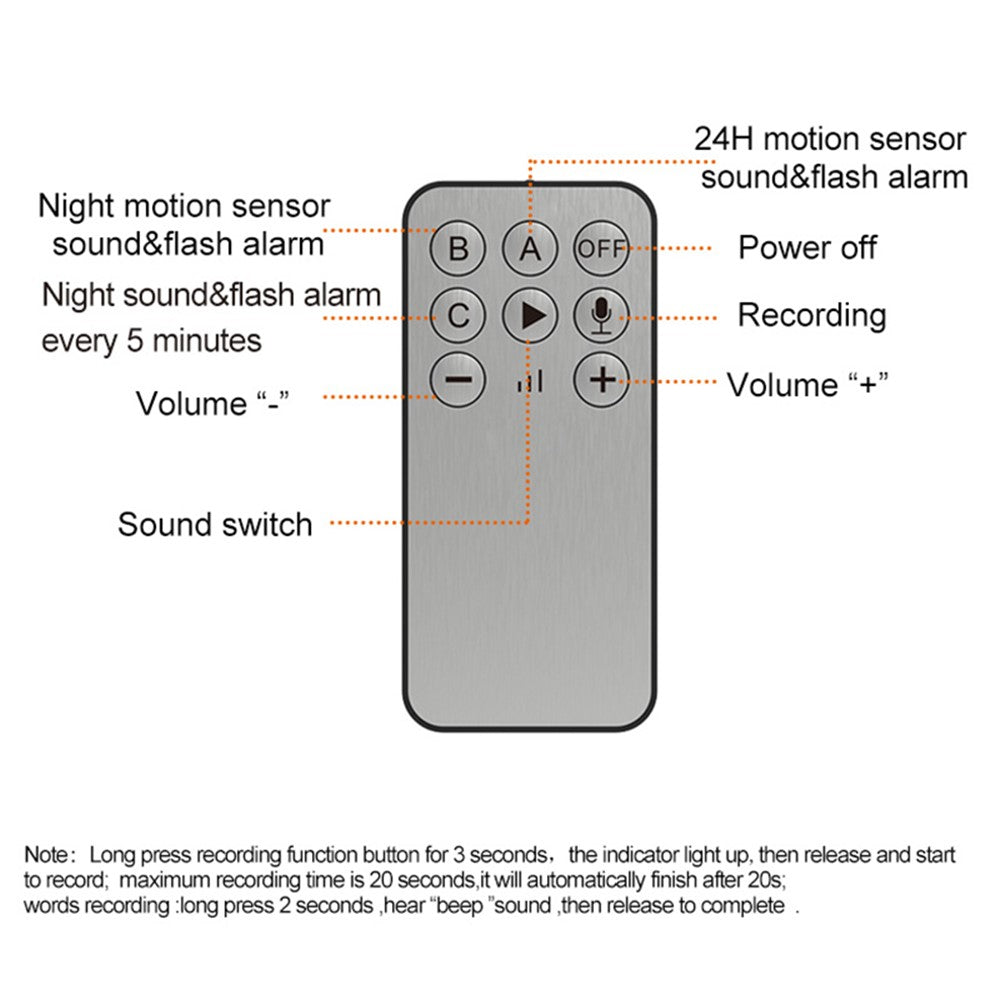 N911N Solar Alarm Infrared Sensor Sound Light Flashing Warning Light Outdoor Speaker Support Recording Voice Broadcast