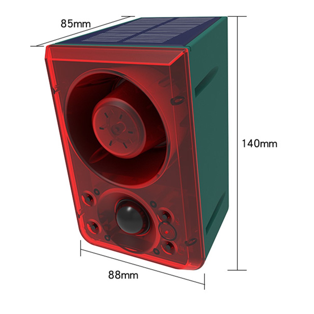 N911N Solar Alarm Infrared Sensor Sound Light Flashing Warning Light Outdoor Speaker Support Recording Voice Broadcast