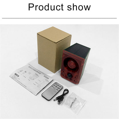 N911N Solar Alarm Infrared Sensor Sound Light Flashing Warning Light Outdoor Speaker Support Recording Voice Broadcast