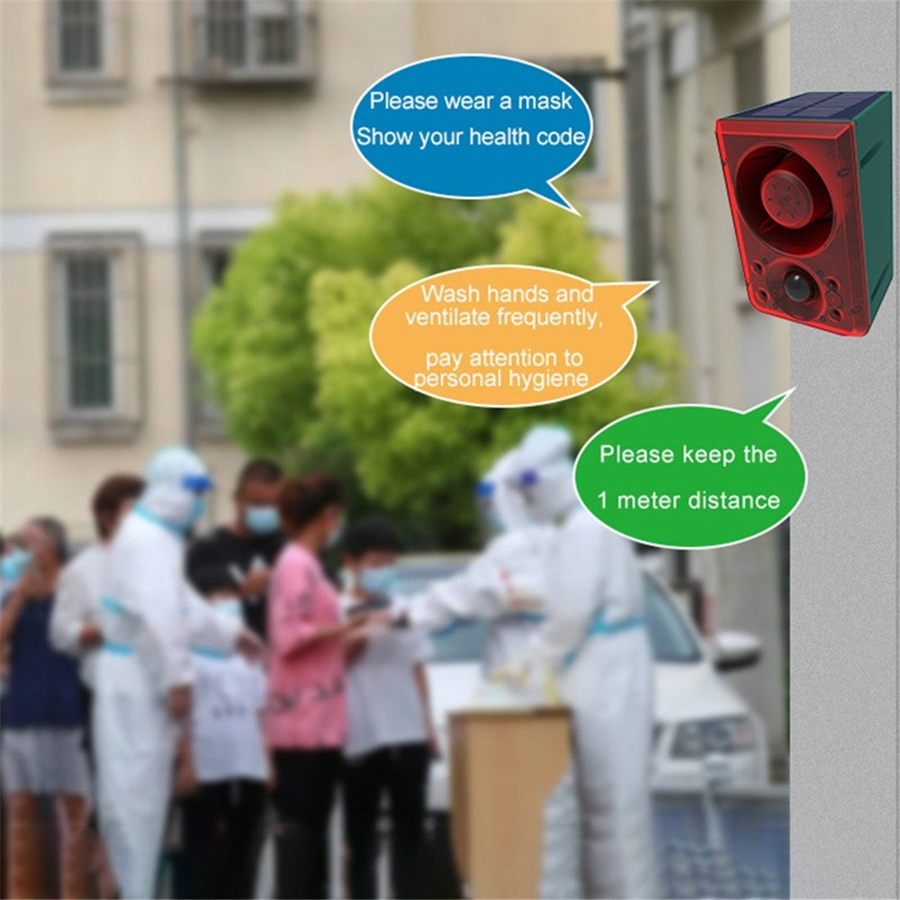 N911N Solar Alarm Infrared Sensor Sound Light Flashing Warning Light Outdoor Speaker Support Recording Voice Broadcast