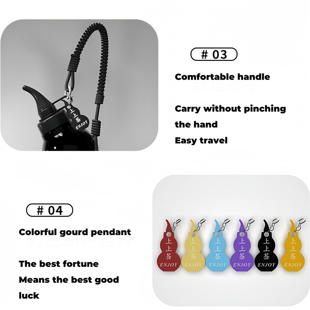800ml Large Capacity Gourd Shape Tritan Sports Water Bottle with Pendant and Lanyard (BPA Free, No FDA)