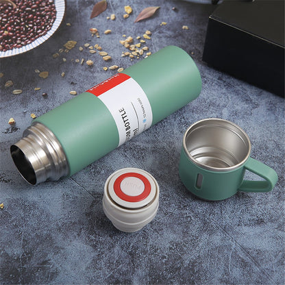 500ml 304 Stainless Steel Vacuum Insulated Water Bottle Leakproof Water Cup Mug with 3 Lid Cover (without FDA Certificate)
