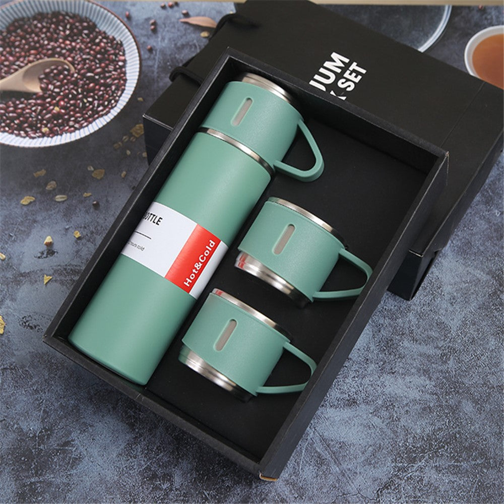 500ml 304 Stainless Steel Vacuum Insulated Water Bottle Leakproof Water Cup Mug with 3 Lid Cover (without FDA Certificate)