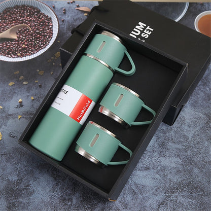 500ml 304 Stainless Steel Vacuum Insulated Water Bottle Leakproof Water Cup Mug with 3 Lid Cover (without FDA Certificate)