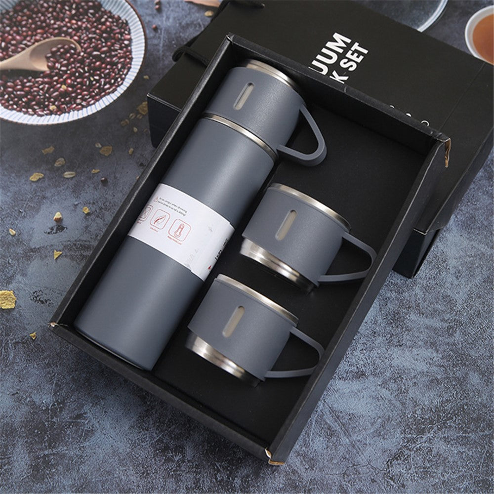 500ml 304 Stainless Steel Vacuum Insulated Water Bottle Leakproof Water Cup Mug with 3 Lid Cover (without FDA Certificate)