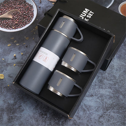 500ml 304 Stainless Steel Vacuum Insulated Water Bottle Leakproof Water Cup Mug with 3 Lid Cover (without FDA Certificate)