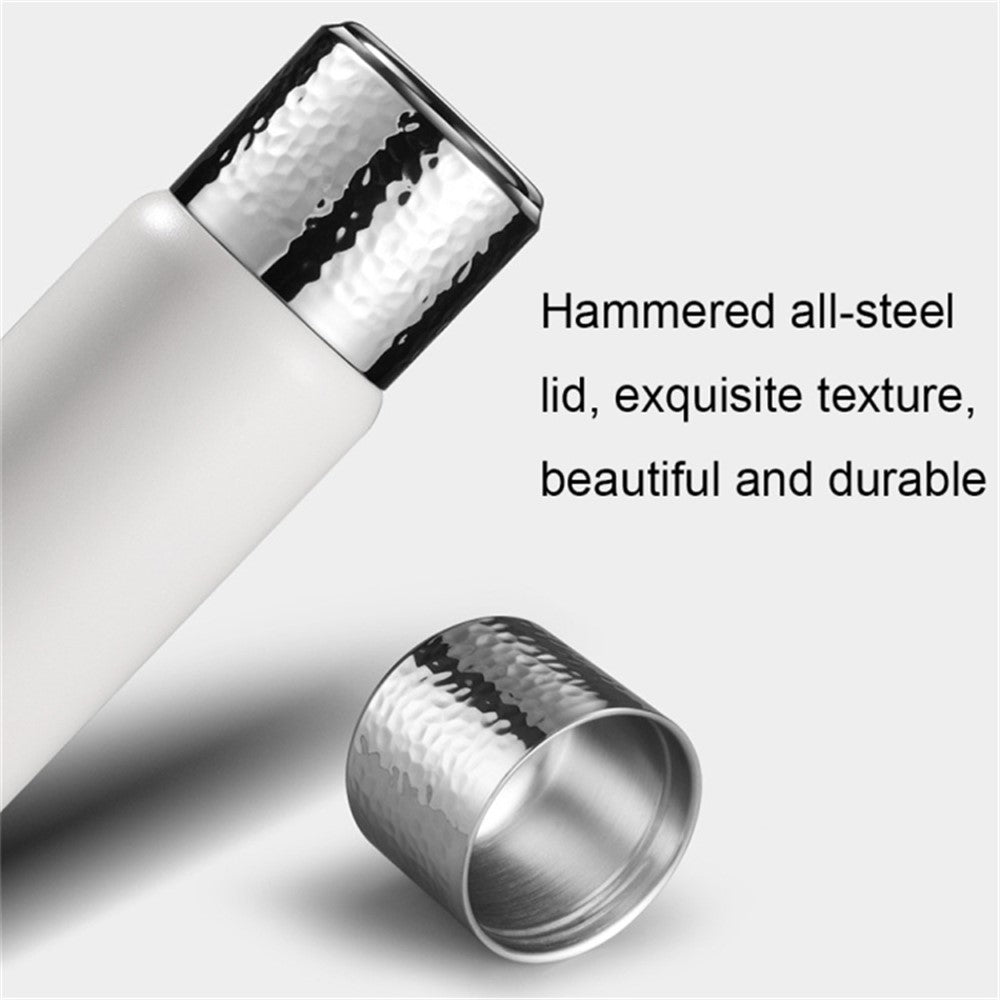300ml 316 Stainless Steel Insulated Cup Hammered Texture Lid Water Bottle with Tea Strainer (BPA-Free, No FDA Certification)